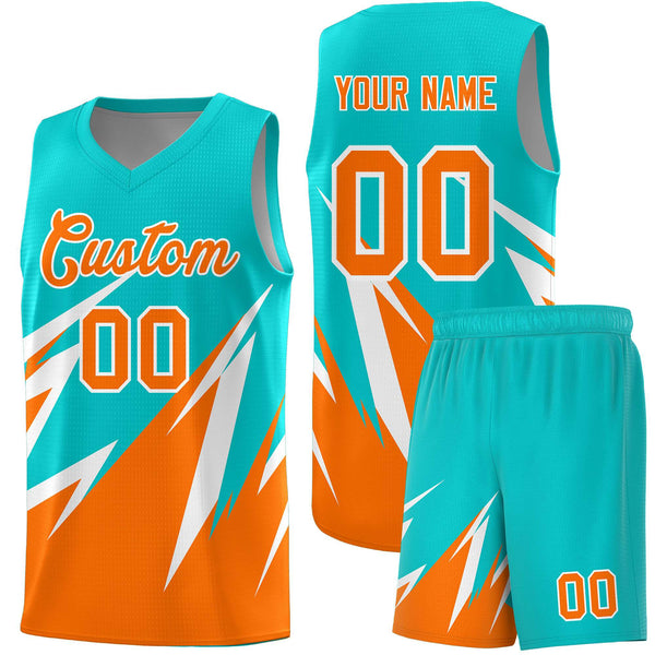 Custom Aqua Abstract Mountain Pattern Sports Uniform Basketball Jersey | BuyFootballJersey