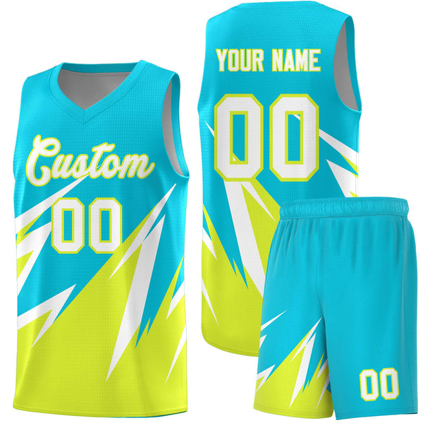 Custom Sky Blue Abstract Mountain Pattern Sports Uniform Basketball Jersey | BuyFootballJersey