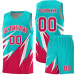 Custom Aqua Abstract Mountain Pattern Sports Uniform Basketball Jersey | BuyFootballJersey