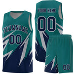 Custom Teal Abstract Mountain Pattern Sports Uniform Basketball Jersey | BuyFootballJersey