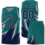 Custom Teal Abstract Mountain Pattern Sports Uniform Basketball Jersey | BuyFootballJersey