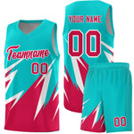 Custom Aqua Abstract Mountain Pattern Sports Uniform Basketball Jersey | BuyFootballJersey