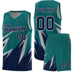 Custom Teal Abstract Mountain Pattern Sports Uniform Basketball Jersey | BuyFootballJersey