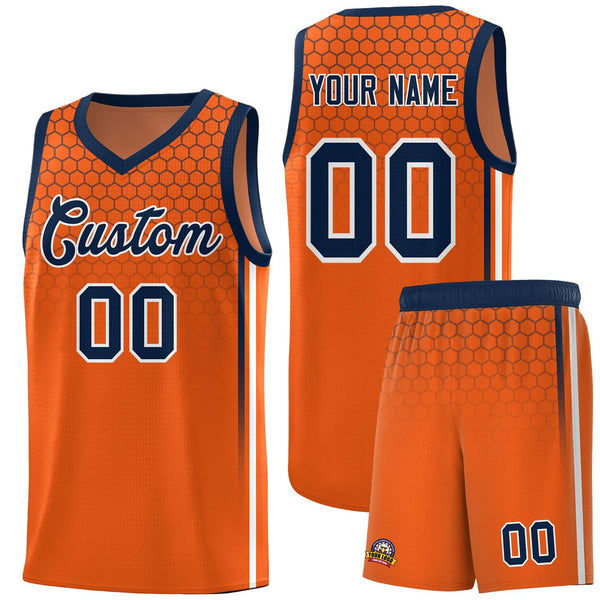 Custom Texas Orange Personalized Honeycomb Pattern Sports Uniform Basketball Jersey | BuyFootballJersey