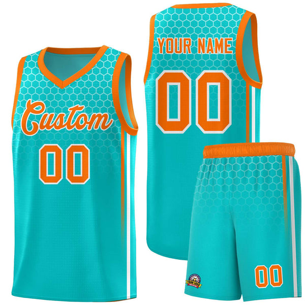 Custom Sky Blue Personalized Honeycomb Pattern Sports Uniform Basketball Jersey | BuyFootballJersey
