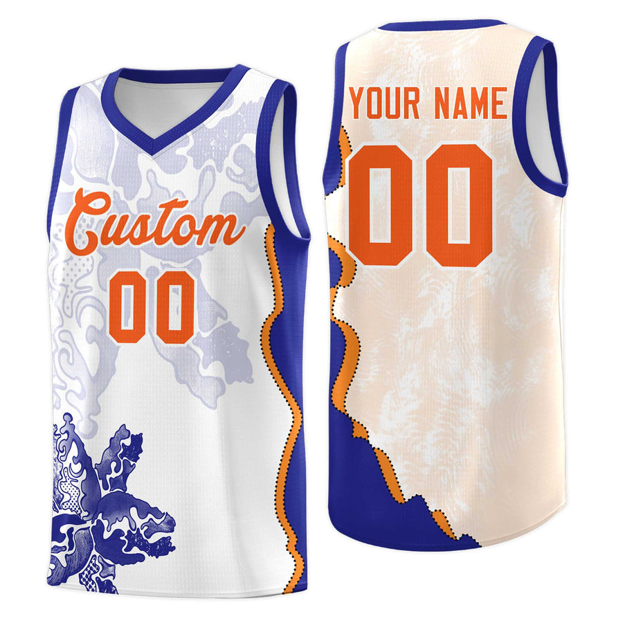 Custom White Royal Basketball Jersey - Illusion Flower Graffiti Quick-Drying | BuyFootballJersey