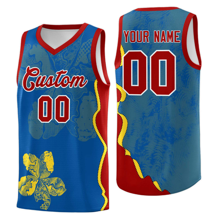 Custom Royal Red Basketball Jersey - Illusion Flower Graffiti Lightweight | BuyFootballJersey