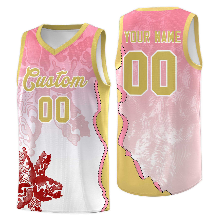 Custom White Light Pink Basketball Jersey - Illusion Flower Gradient Moisture-Wicking | BuyFootballJersey