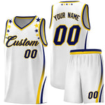 Custom White Shoulders Star Pattern Side Color Block Sports Uniform Basketball Jersey | BuyFootballJersey