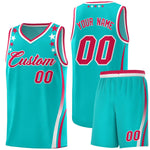Custom Sky Blue Shoulders Star Pattern Side Color Block Sports Uniform Basketball Jersey | BuyFootballJersey
