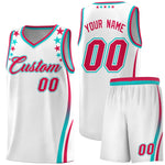 Custom White Shoulders Star Pattern Side Color Block Sports Uniform Basketball Jersey | BuyFootballJersey
