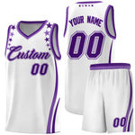 Custom White Shoulders Star Pattern Side Color Block Sports Uniform Basketball Jersey | BuyFootballJersey