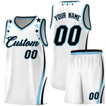 Custom White Shoulders Star Pattern Side Color Block Sports Uniform Basketball Jersey | BuyFootballJersey
