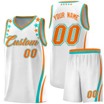 Custom White Shoulders Star Pattern Side Color Block Sports Uniform Basketball Jersey | BuyFootballJersey