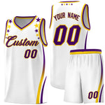 Custom White Shoulders Star Pattern Side Color Block Sports Uniform Basketball Jersey | BuyFootballJersey