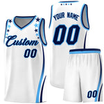 Custom White Shoulders Star Pattern Side Color Block Sports Uniform Basketball Jersey | BuyFootballJersey