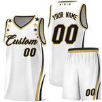 Custom White Shoulders Star Pattern Side Color Block Sports Uniform Basketball Jersey | BuyFootballJersey
