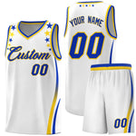 Custom White Shoulders Star Pattern Side Color Block Sports Uniform Basketball Jersey | BuyFootballJersey