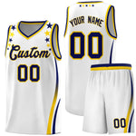 Custom White Shoulders Star Pattern Side Color Block Sports Uniform Basketball Jersey | BuyFootballJersey
