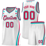 Custom White Shoulders Star Pattern Side Color Block Sports Uniform Basketball Jersey | BuyFootballJersey