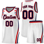Custom White Shoulders Star Pattern Side Color Block Sports Uniform Basketball Jersey | BuyFootballJersey