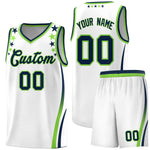 Custom White Shoulders Star Pattern Side Color Block Sports Uniform Basketball Jersey | BuyFootballJersey