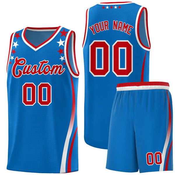 Custom Royal Shoulders Star Pattern Side Color Block Sports Uniform Basketball Jersey | BuyFootballJersey