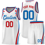 Custom White Shoulders Star Pattern Side Color Block Sports Uniform Basketball Jersey | BuyFootballJersey
