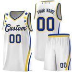 Custom White Shoulders Star Pattern Side Color Block Sports Uniform Basketball Jersey | BuyFootballJersey