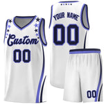 Custom White Shoulders Star Pattern Side Color Block Sports Uniform Basketball Jersey | BuyFootballJersey