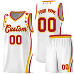 Custom White Shoulders Star Pattern Side Color Block Sports Uniform Basketball Jersey | BuyFootballJersey