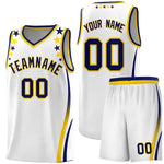 Custom White Shoulders Star Pattern Side Color Block Sports Uniform Basketball Jersey | BuyFootballJersey