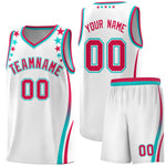 Custom White Shoulders Star Pattern Side Color Block Sports Uniform Basketball Jersey | BuyFootballJersey