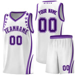 Custom White Shoulders Star Pattern Side Color Block Sports Uniform Basketball Jersey | BuyFootballJersey