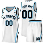 Custom White Shoulders Star Pattern Side Color Block Sports Uniform Basketball Jersey | BuyFootballJersey