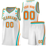 Custom White Shoulders Star Pattern Side Color Block Sports Uniform Basketball Jersey | BuyFootballJersey