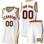 Custom White Shoulders Star Pattern Side Color Block Sports Uniform Basketball Jersey | BuyFootballJersey