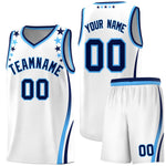 Custom White Shoulders Star Pattern Side Color Block Sports Uniform Basketball Jersey | BuyFootballJersey