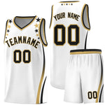 Custom White Shoulders Star Pattern Side Color Block Sports Uniform Basketball Jersey | BuyFootballJersey