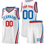 Custom White Shoulders Star Pattern Side Color Block Sports Uniform Basketball Jersey | BuyFootballJersey