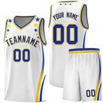 Custom White Shoulders Star Pattern Side Color Block Sports Uniform Basketball Jersey | BuyFootballJersey