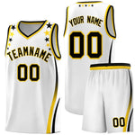 Custom White Shoulders Star Pattern Side Color Block Sports Uniform Basketball Jersey | BuyFootballJersey