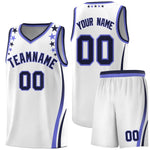 Custom White Shoulders Star Pattern Side Color Block Sports Uniform Basketball Jersey | BuyFootballJersey