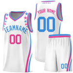 Custom White Shoulders Star Pattern Side Color Block Sports Uniform Basketball Jersey | BuyFootballJersey