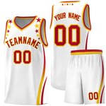 Custom White Shoulders Star Pattern Side Color Block Sports Uniform Basketball Jersey | BuyFootballJersey