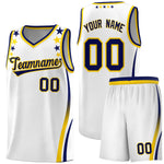 Custom White Shoulders Star Pattern Side Color Block Sports Uniform Basketball Jersey | BuyFootballJersey