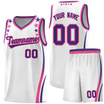 Custom White Shoulders Star Pattern Side Color Block Sports Uniform Basketball Jersey | BuyFootballJersey