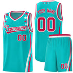 Custom Sky Blue Shoulders Star Pattern Side Color Block Sports Uniform Basketball Jersey | BuyFootballJersey