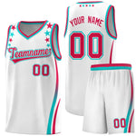 Custom White Shoulders Star Pattern Side Color Block Sports Uniform Basketball Jersey | BuyFootballJersey
