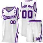 Custom White Shoulders Star Pattern Side Color Block Sports Uniform Basketball Jersey | BuyFootballJersey